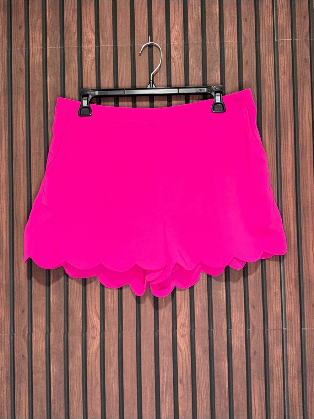 Naked Zebra Neon Pink Scallop Hem Shorts | Hot Pink Flowy Shorts
